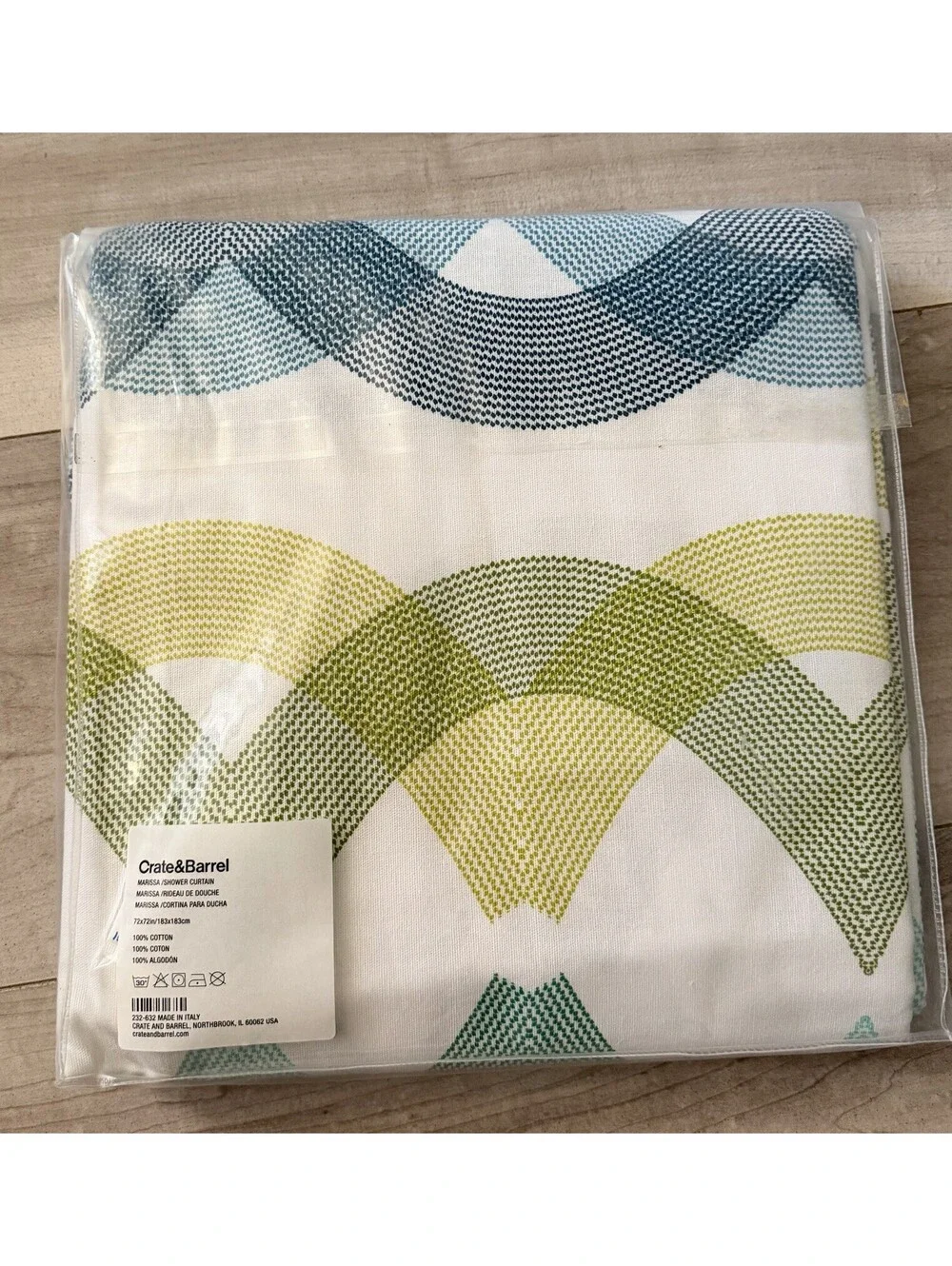 Crate & Barrel Marissa Shower Curtain Blue Green White New